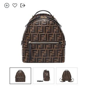 Fendi Mini Backpack Brown Leather FF Logo — New Condition